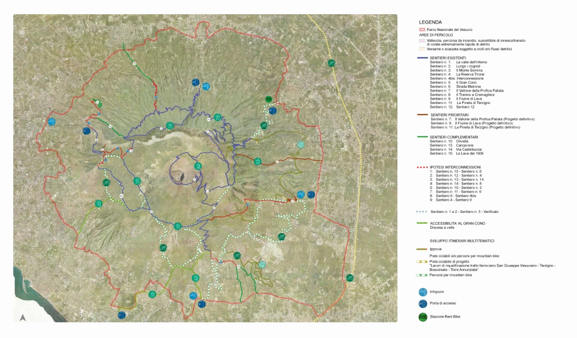 planimetria dei percorsi del vesuvio