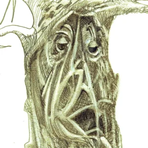 albero parlante di sanza disegno di un albero parlante, fantasioso e illustrato